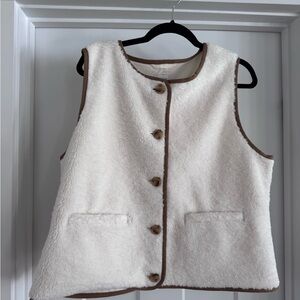 J. Crew Cream and Brown Sherpa Vest